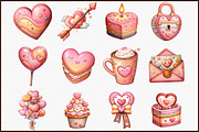 Watercolor Valentines Day Clipart, an Illustration by Sublimation Artist (Thumbnail 3 of 6)
