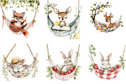 Summer Animals in Hammock Clipart, an Animal Illustration by DreamArtGraphic (Thumbnail 4 of 4)