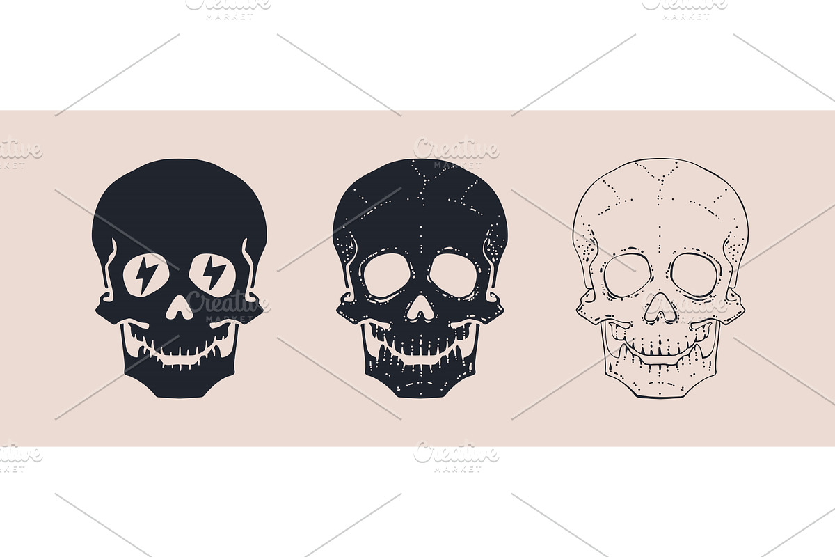 Death Skull Crossbones set, an Illustration by Foxys Graphic