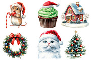Watercolor Christmas Clipart, an Illustration by Designworld (Thumbnail 2 of 6)