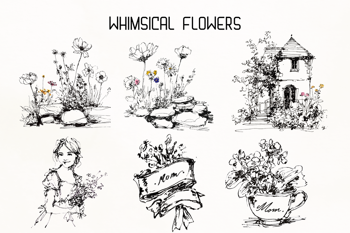 Whimsical Mother's Day Line Art Set, an Object Illustration by GiraffeCreative (Photo 5 of 16)