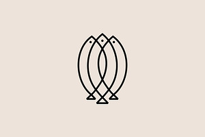 Three Fishes triple fish line logo, a Branding & Logo Template by VASTARD STUDIO