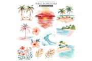 Watercolor Beach Day Clipart, an Illustration by CharmClipart (Thumbnail 7 of 9)
