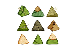 Traditional zongzi sticky rice, a Food Illustration by pikepicture