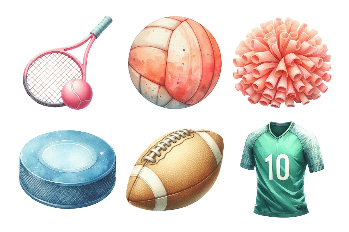 Watercolor Sport Clipart, an Illustration by Daily.Designs (Photo 2 of 5)