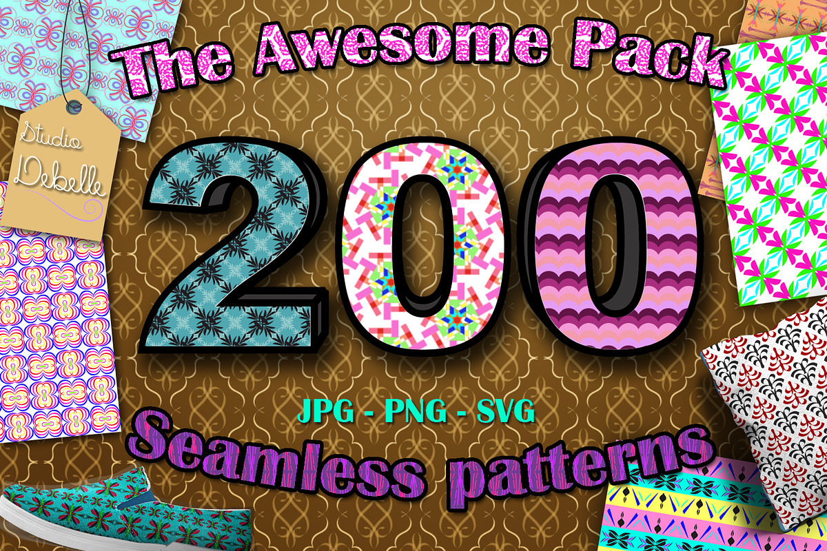 THE AWESOME PACK - 200 Patterns, a Pattern Graphic by Studio Debelle (Photo 1 of 6)