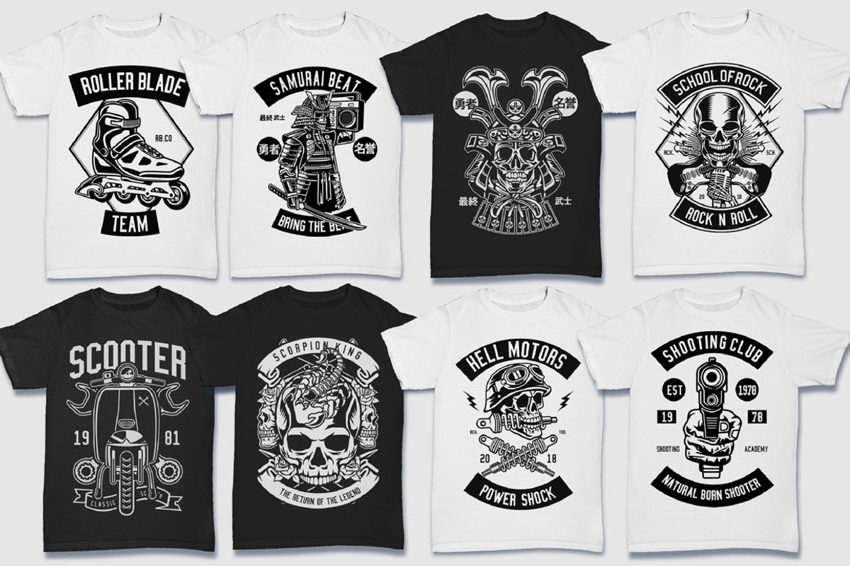 200 Vector Tshirt Designs ( B/W ), an Education Illustration by roach_graphic (Photo 20 of 27)