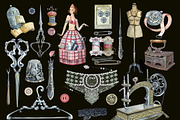 Watercolor vintage sewing kit, an Illustration by AkvarelRiver (Thumbnail 3 of 15)