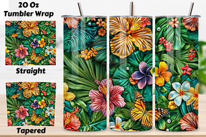 3D Floral Fantasy Tumbler Wrap PNG