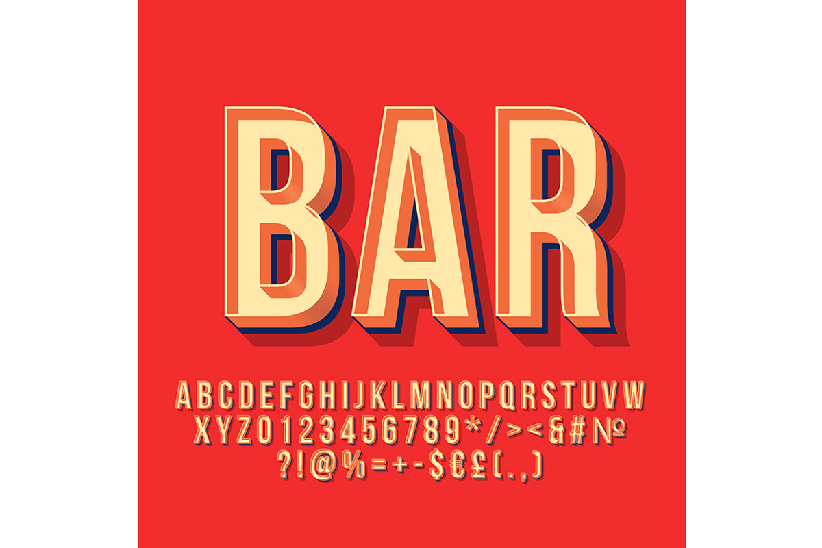 Bar 3d vintage vector lettering, a Templates & Theme by IMG Visuals