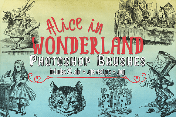 Alice In Wonderland Brushes & Vector preview 8