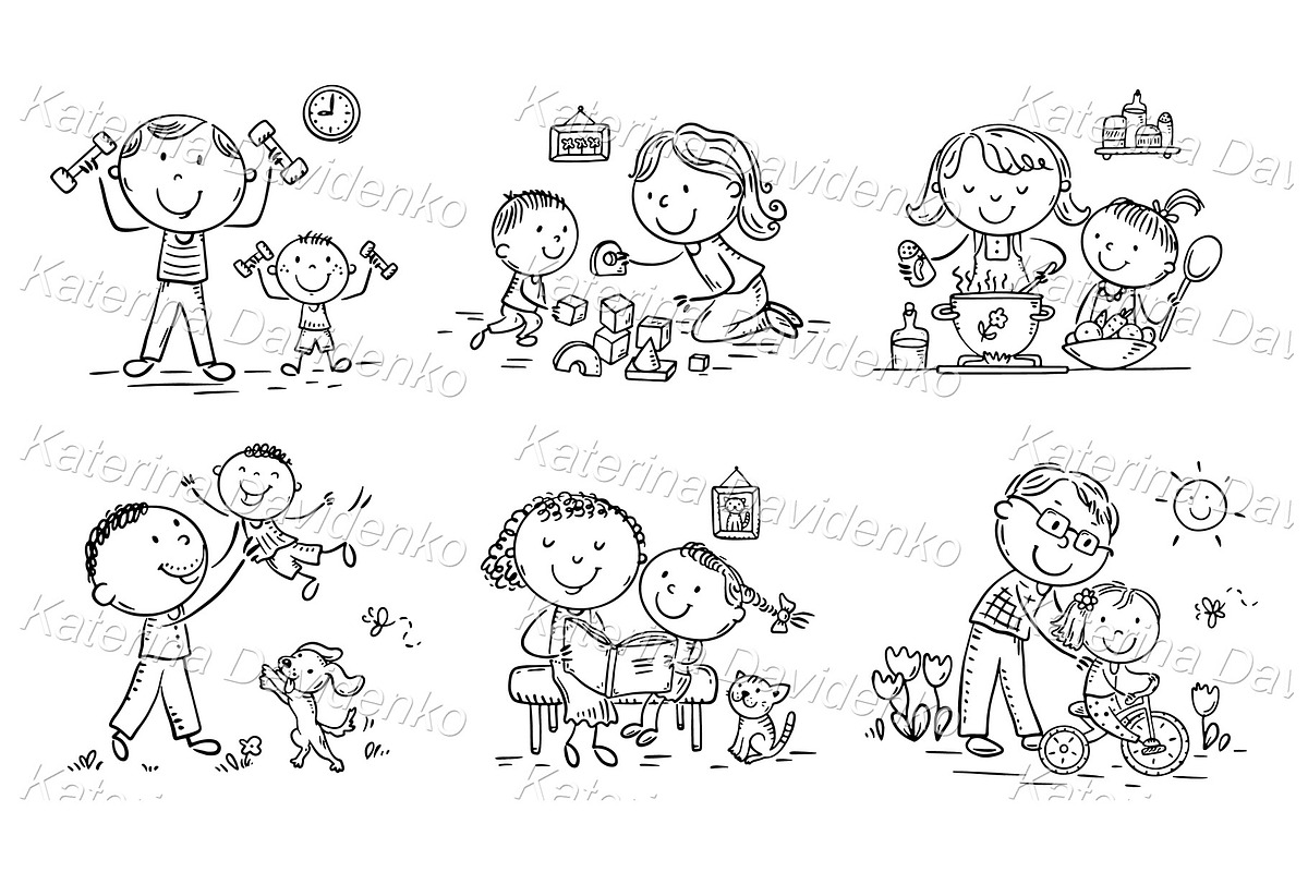 Cartoon family spends time together, a Person Illustration by Bubert Art (Photo 2 of 8)