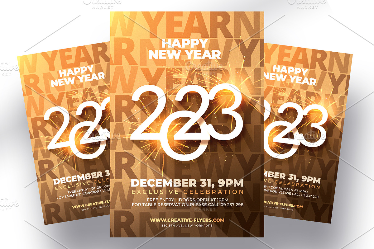 Gold New Year Flyer Template, a Flyer Template by Rome B Creation (Photo 1 of 2)