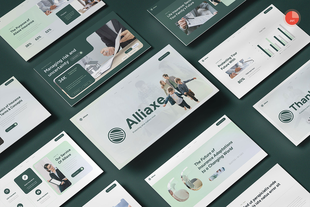 Alliax -Insurance PowerPoint, a Presentation Template by Pixslides (Photo 1 of 7)