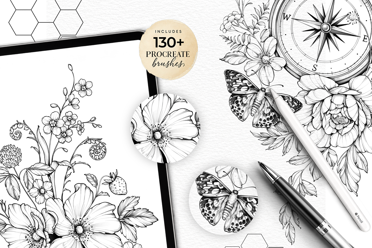 130 Tattoo Procreate Brushes, a Brush Add-On by LaurenceVArtiste (Photo 8 of 10)