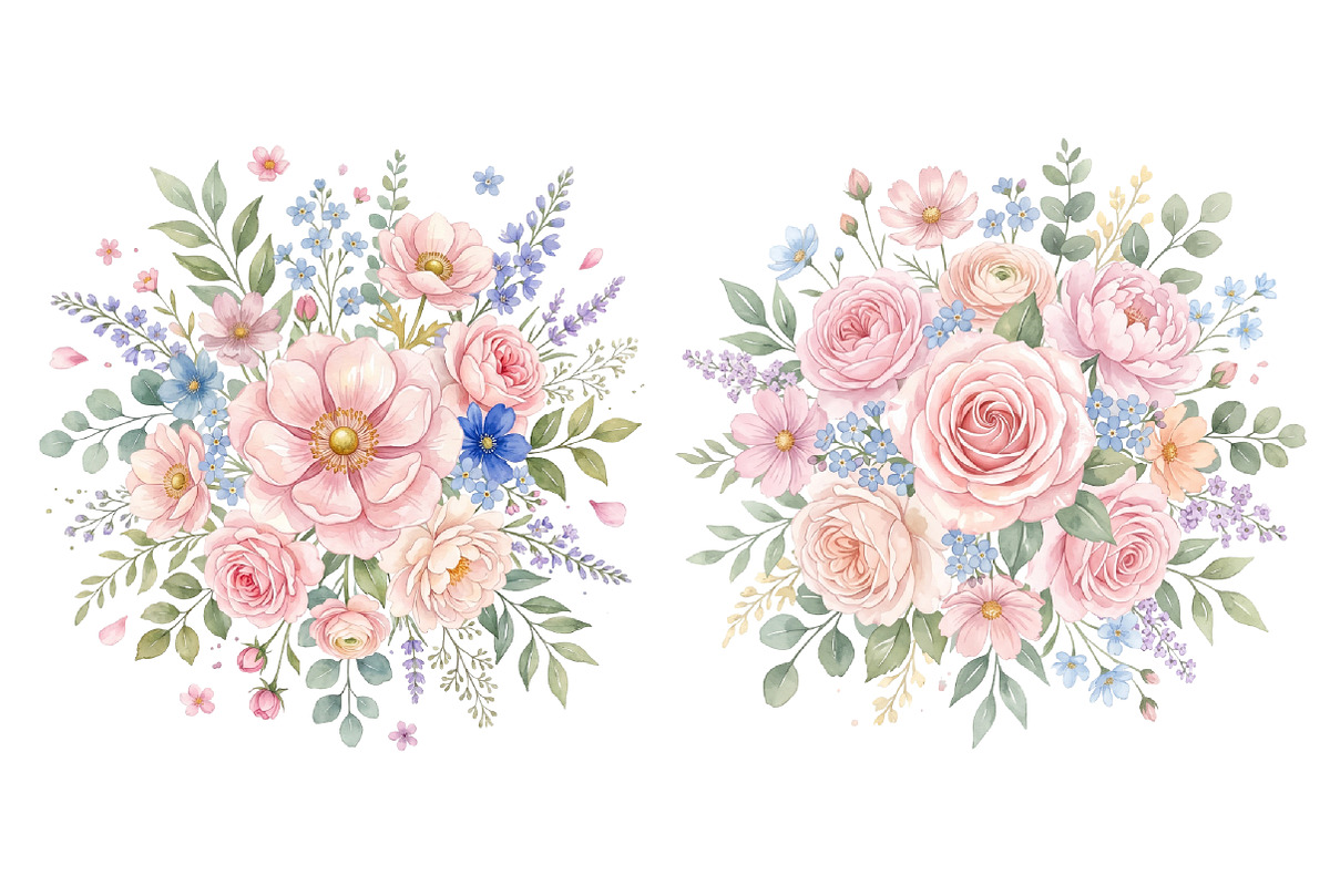 Pastel Floral Clipart Set, an Object Illustration by CraftArtStudio (Photo 2 of 4)