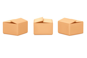 3d Cardboard Box Icon Set Standing