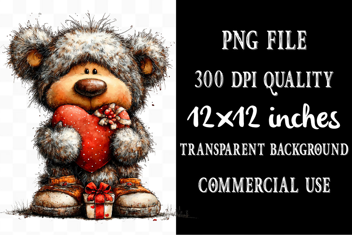 Whimsical Valentine Teddy Clipart, an Illustration by Designking (Photo 4 of 5)
