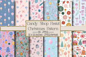 Candy Shop Pastel Christmas Pattern, an Illustration by DreamPrint404