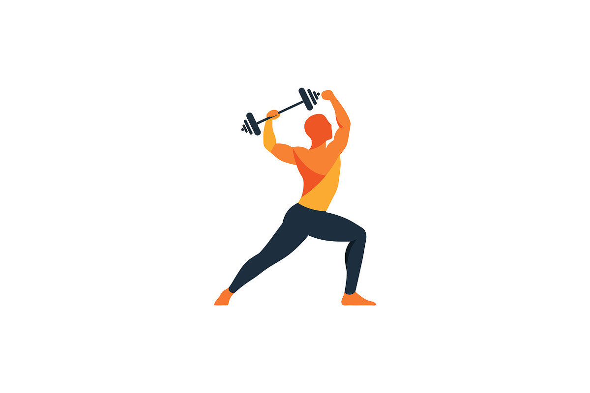 Strong athlete lifting a barbell in, an Illustration by designvectx