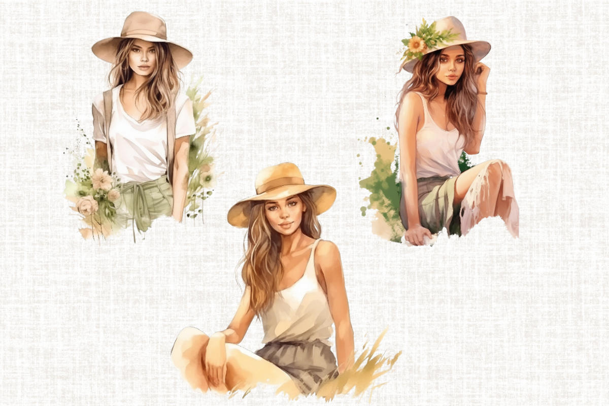 Watercolor Boho Girl Clipart, a Person Illustration by Mash Mash Stickers (Photo 7 of 9)