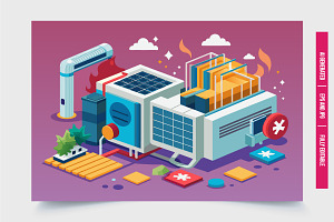 Modern Building With Solar Panels Il, an Illustration by Tanuart