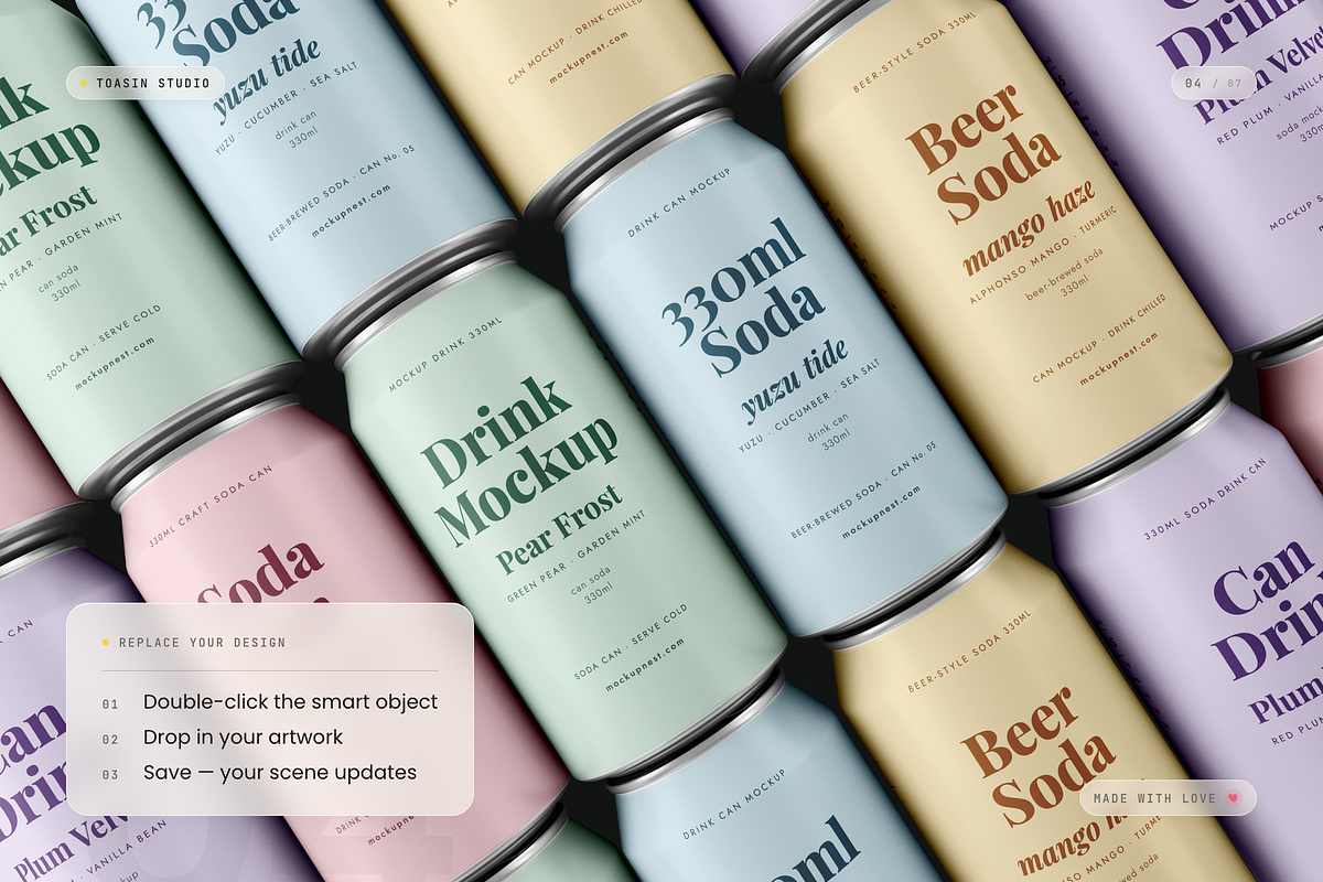 330ml Can Mockup, a Packaging Mockup by Toasin Studio (Photo 4 of 7)