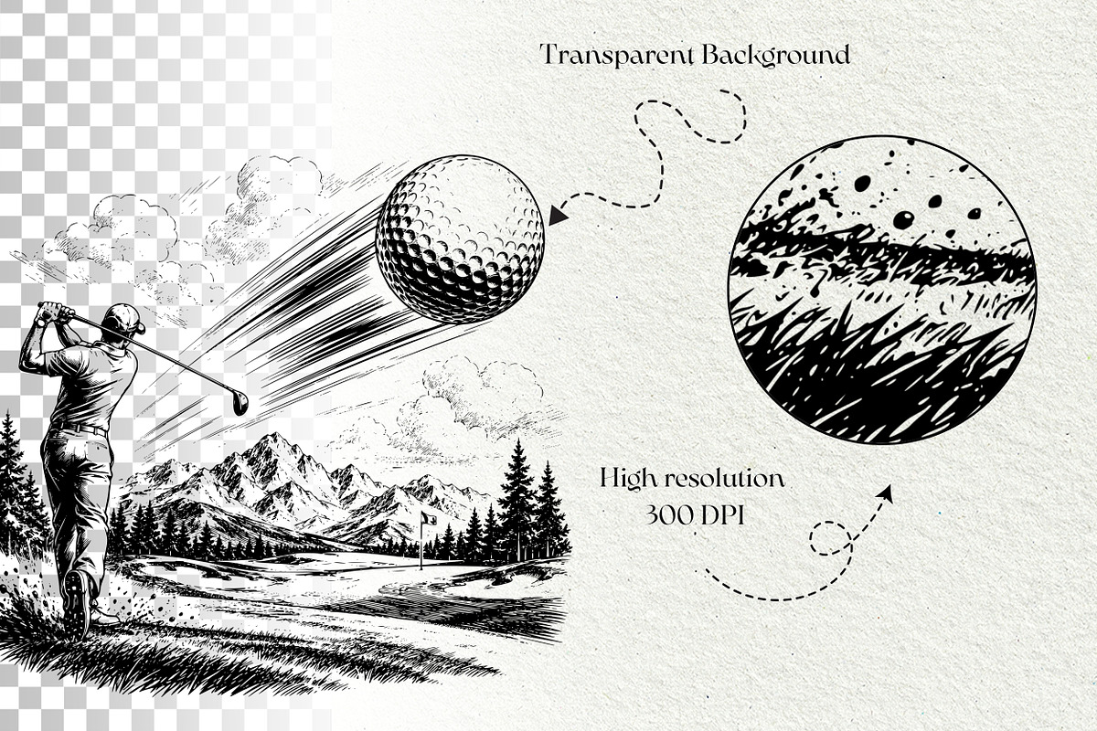 Golf Sport Line Art Graphics, a Sport Illustration by DENIDigitalArtSudio (Photo 7 of 7)