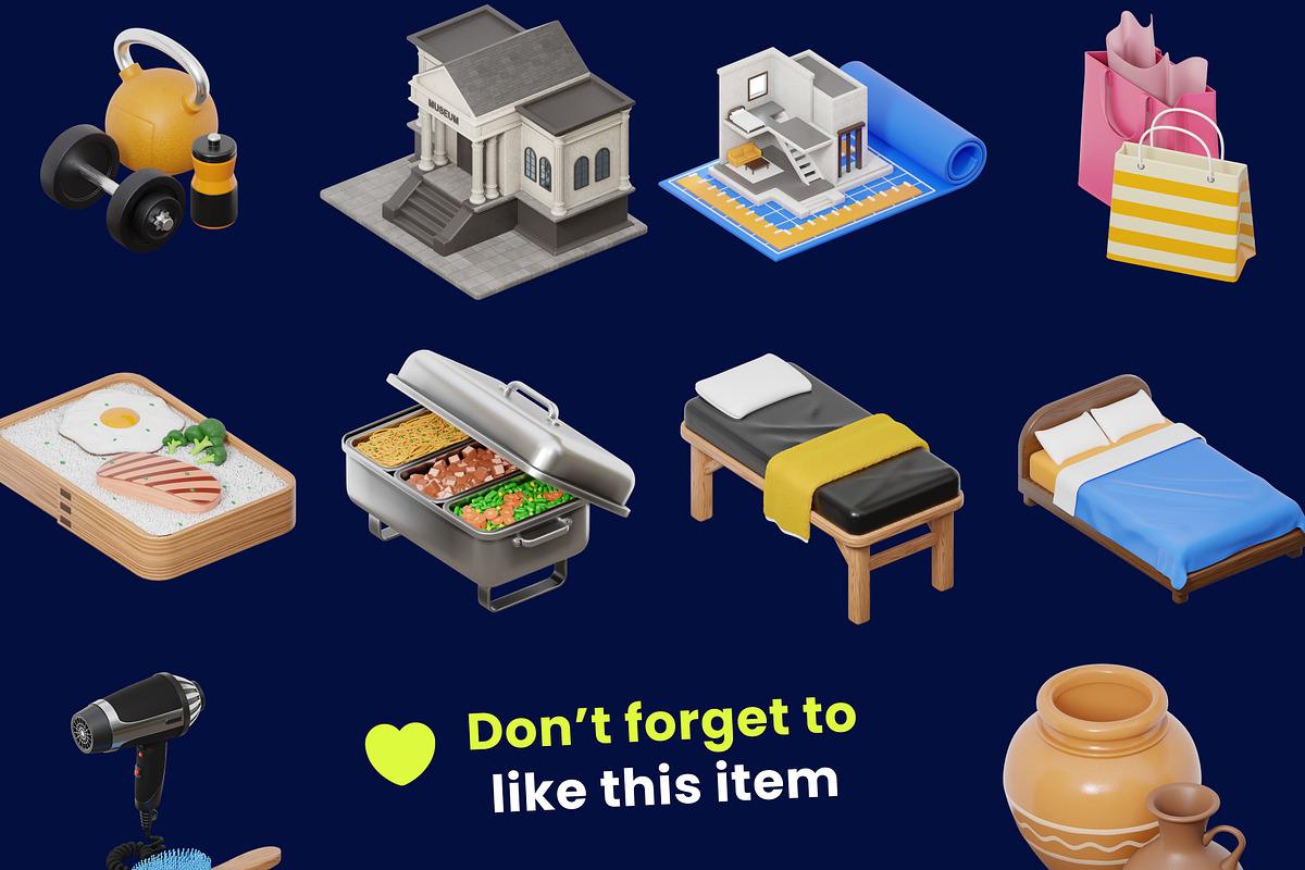 Hotel & Travel 3D Isometric 3D Icon, a Furniture 3D Model by orenjidesign (Photo 7 of 8)