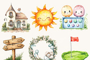 Watercolor Cute Golf Clipart Bundle, a Sport Illustration by BusyDaydesign (Thumbnail 5 of 9)