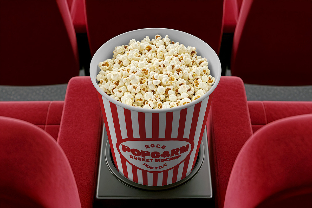 Popcorn Bucket Mockup, a Cups & Container Mockup by Nathatype (Photo 4 of 9)