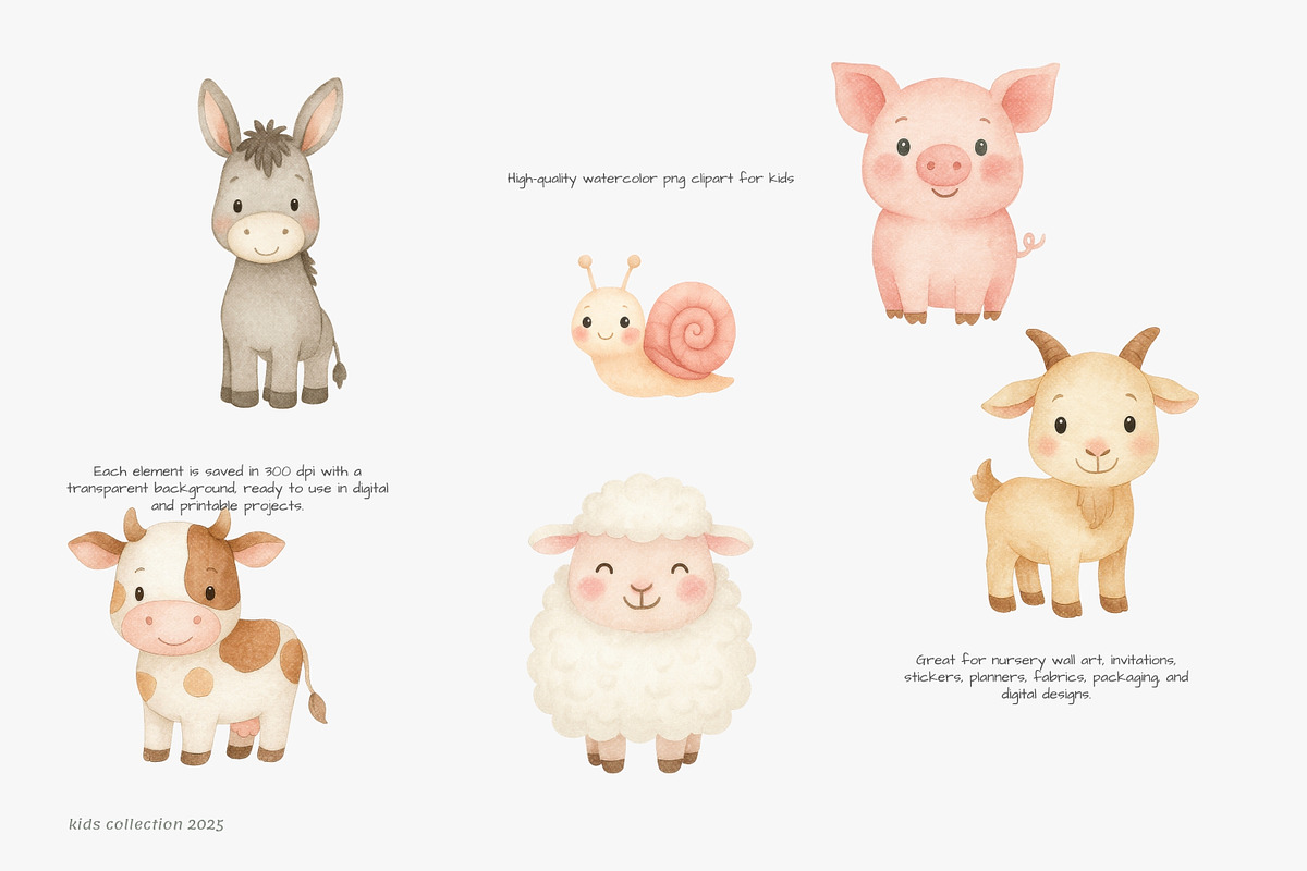 baby animals clipart set, an Animal Illustration by Pink Studio Art (Photo 4 of 10)
