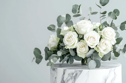 Elegant arrangement of white roses a, a Photo by Tanuart