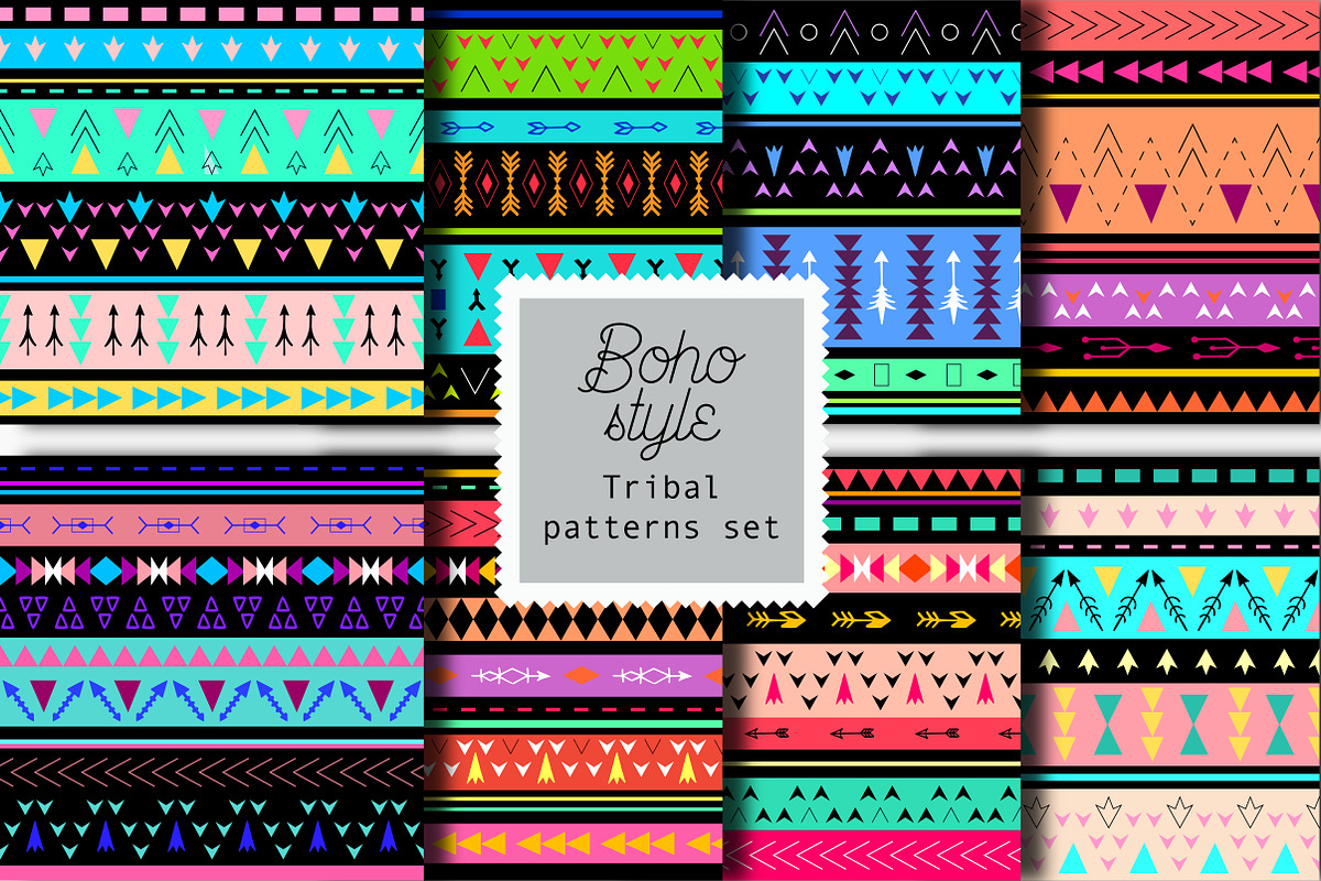 8 Boho tribal style patterns, a Pattern Graphic by DinaraChernaya (Photo 1 of 3)