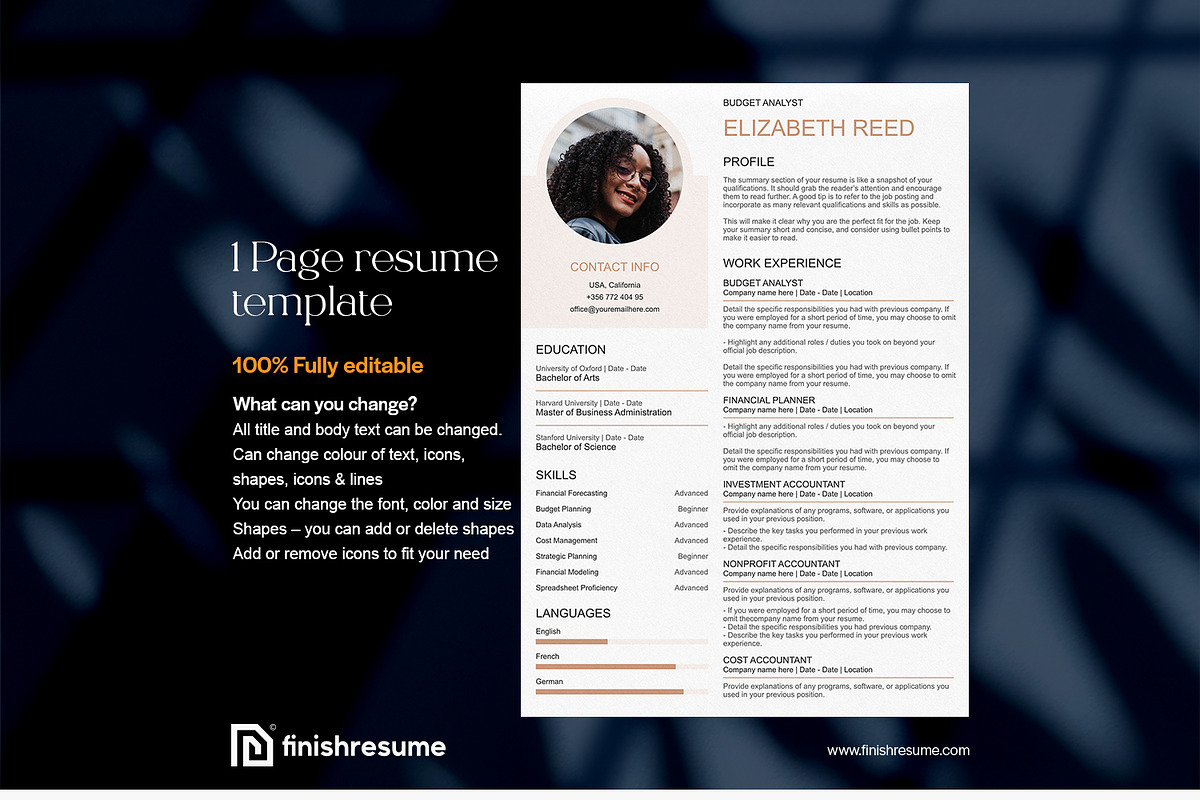 Budget analyst resume template, a Resume Template by FinishResume (Photo 2 of 11)