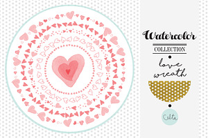 Watercolor love wreaths