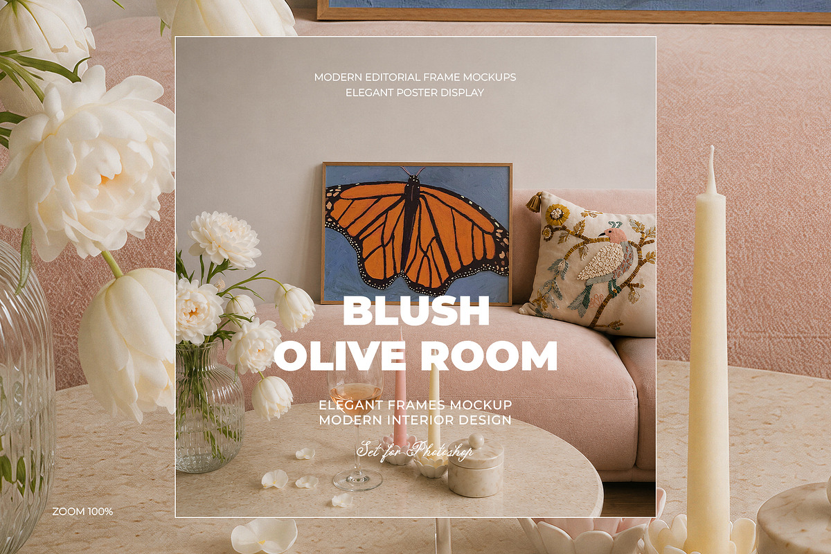 Blush Olive Room Frames Mockups, a Household Mockup by Muse Mockups (Photo 4 of 19)