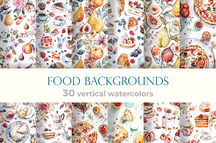 Watercolor food vertical background, a Background Graphic by Bubert Art