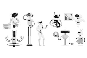 Chatbot characters, different AI, a Technology Illustration by Lemberg Vector