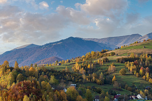 Autumn morning Carpathian Mountains calm picturesque scene, Ukra, a Nature Photo by YuriyB
