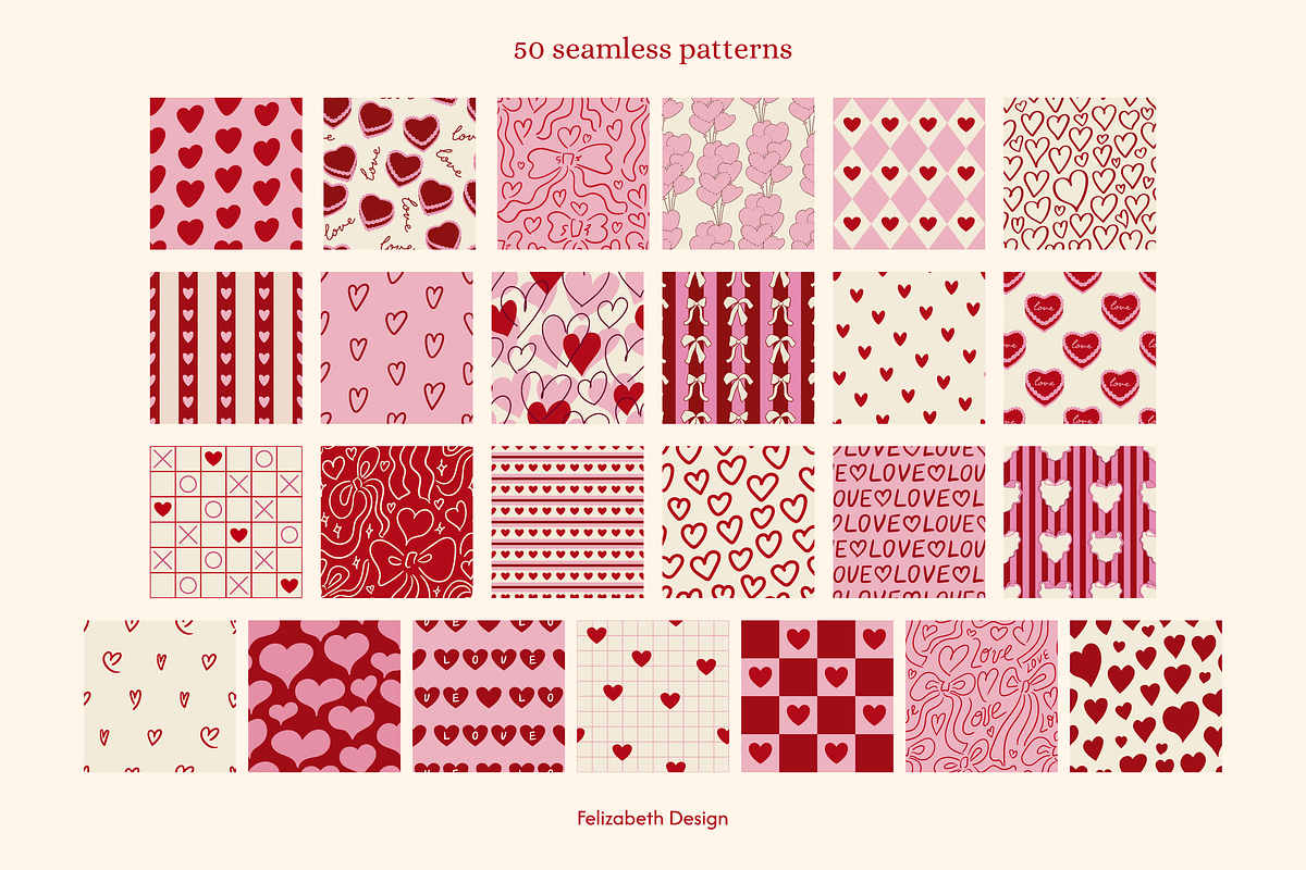Valentine's Day Pattern Collection, a Pattern Graphic by Felizabeth Design (Photo 3 of 10)