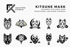 Traditional Kitsune Mask, a Solid Icon by Akatype Studio