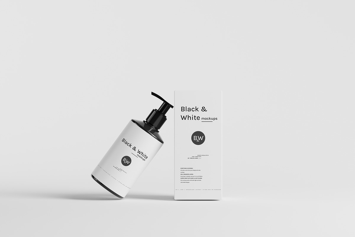 Black & White Mockups - Pump Bottles, a Packaging Mockup by pmvch (Photo 25 of 160)