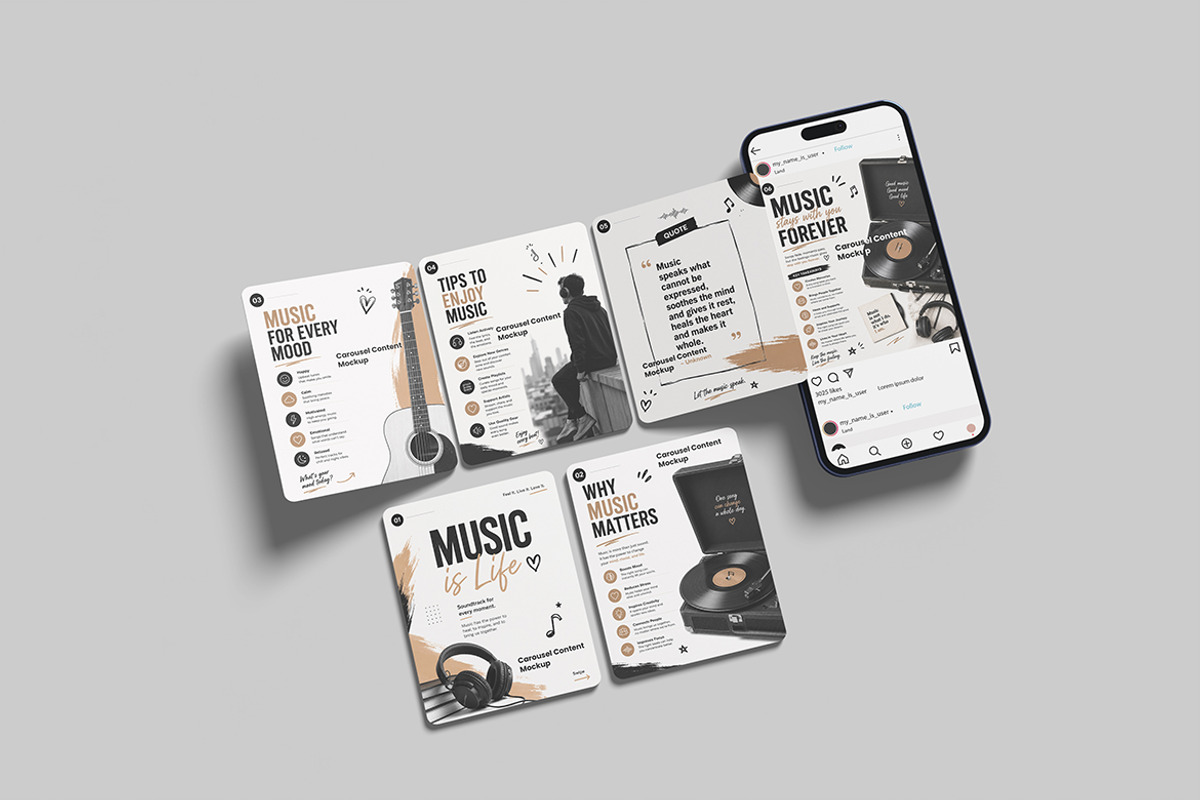 Carousel Social Media Mockup, an iPhone Mockup by My Code Std (Photo 2 of 3)