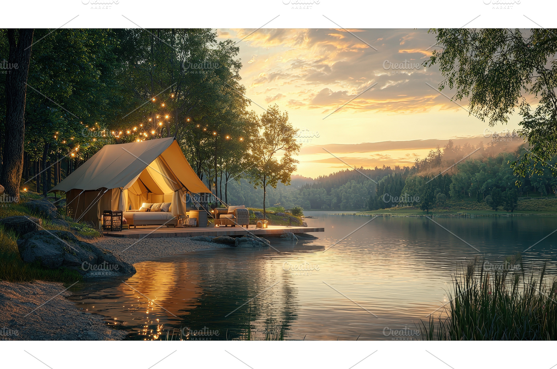 Cozy glamping tent with string, a Nature Photo by Rodica Ciorba