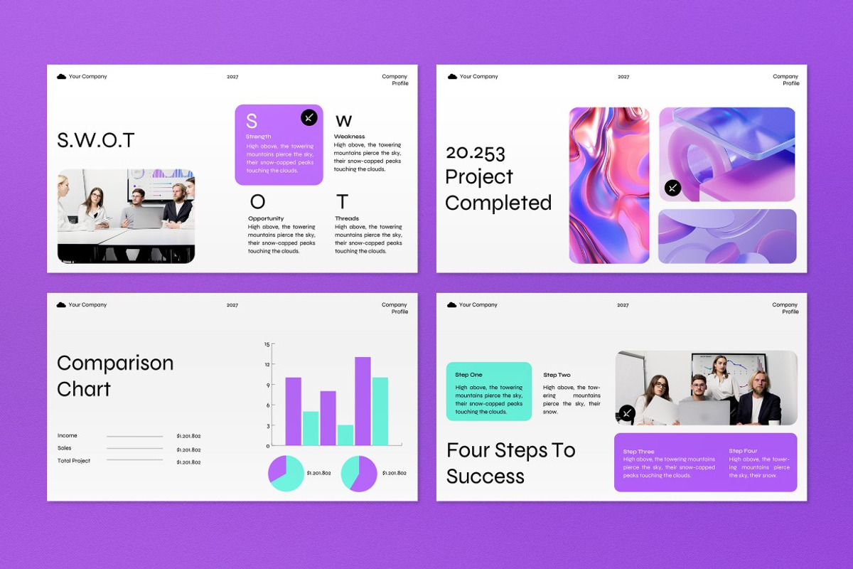 White Purple Company Profile PPT, a Presentation Template by graphicook (Photo 4 of 5)