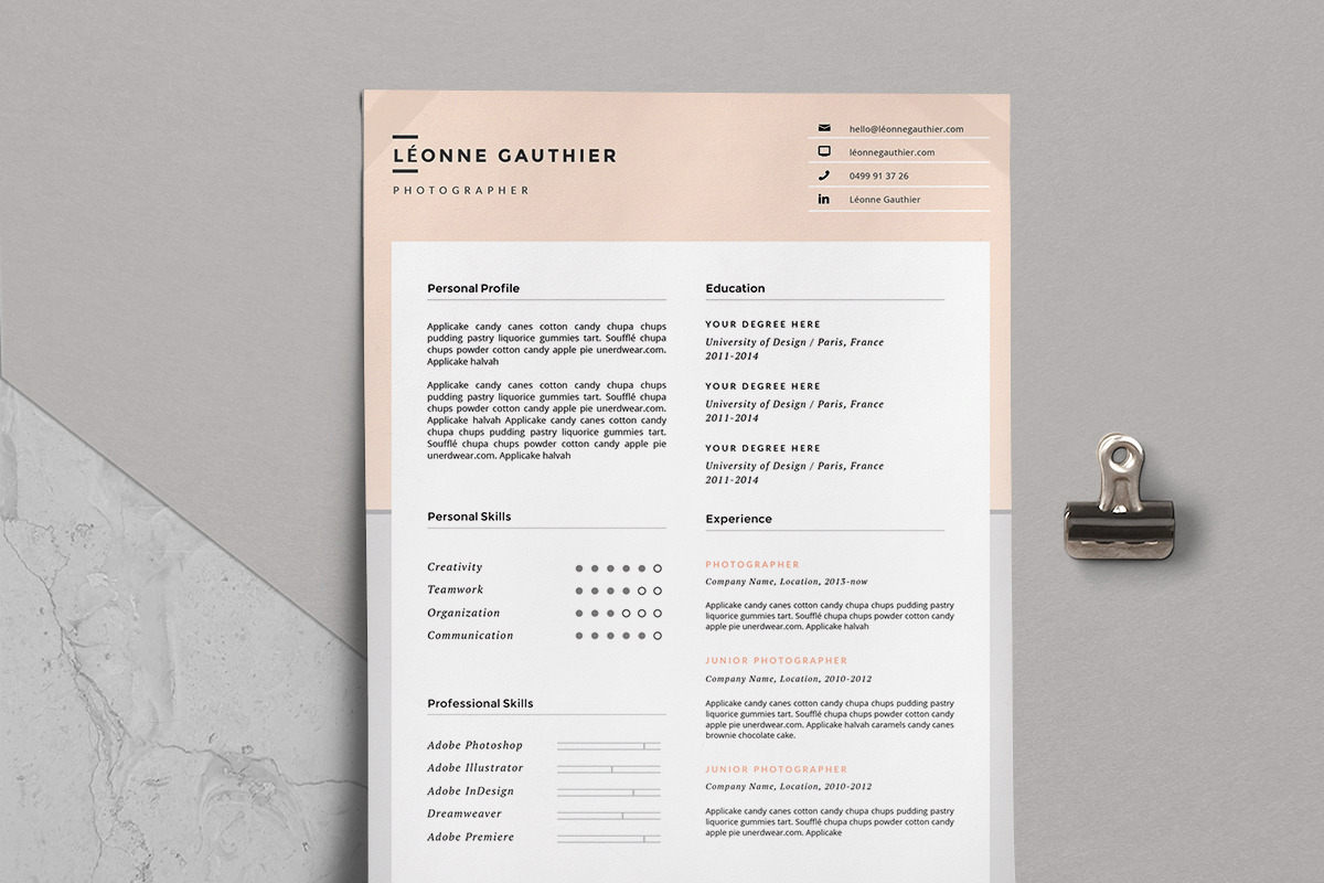 Resume & Cover Letter / Léonne, a Resume Template by This Paper Fox (Photo 1 of 5)