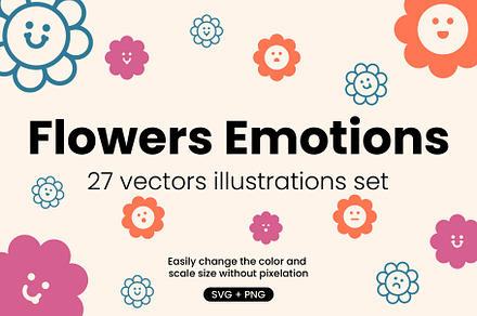 Flowers Emotions - 27 pieces, an Emoji Icon by Coco Studio