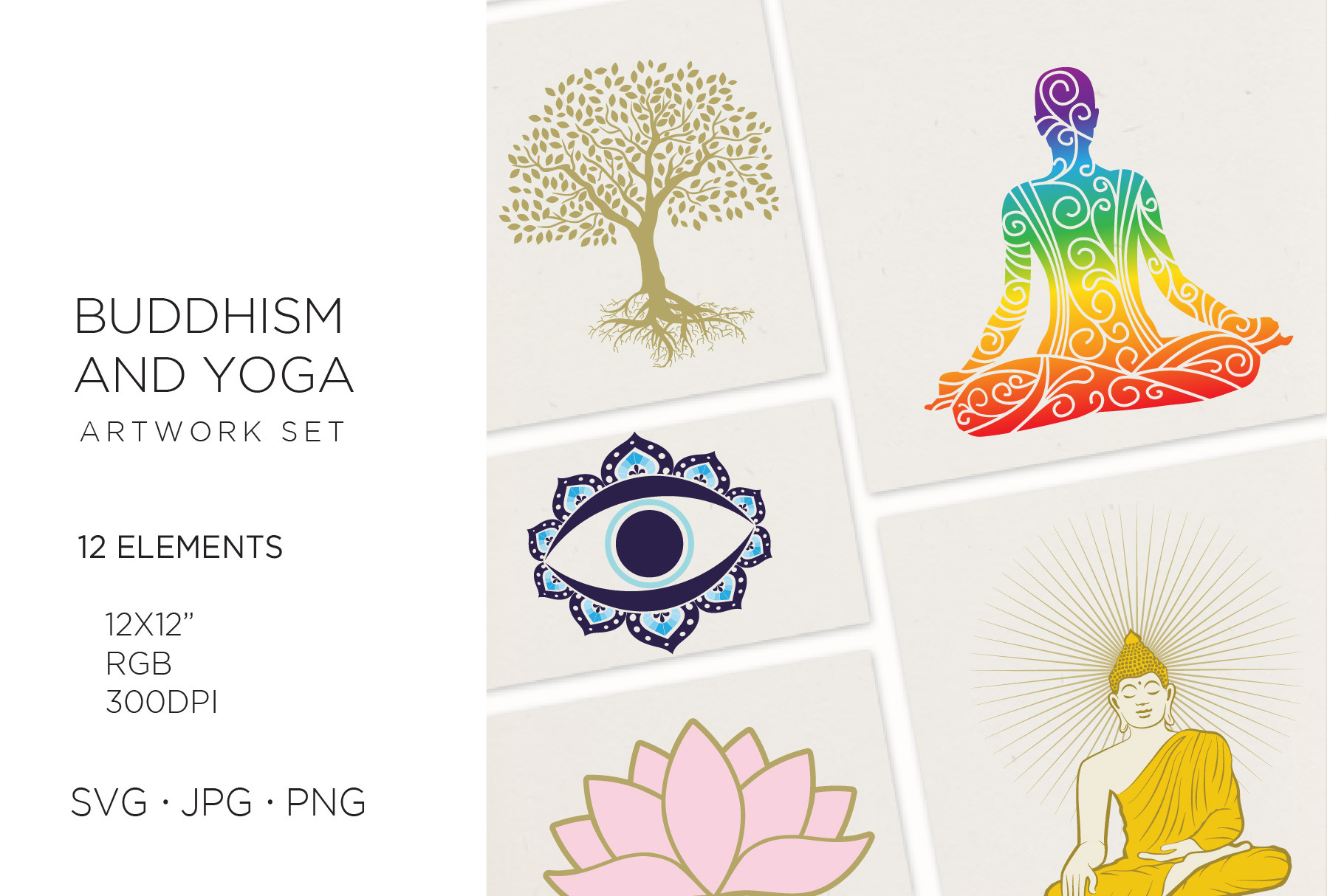 12 Buddhism, meditation, yoga | Healthcare Illustrations ~ Creative Market