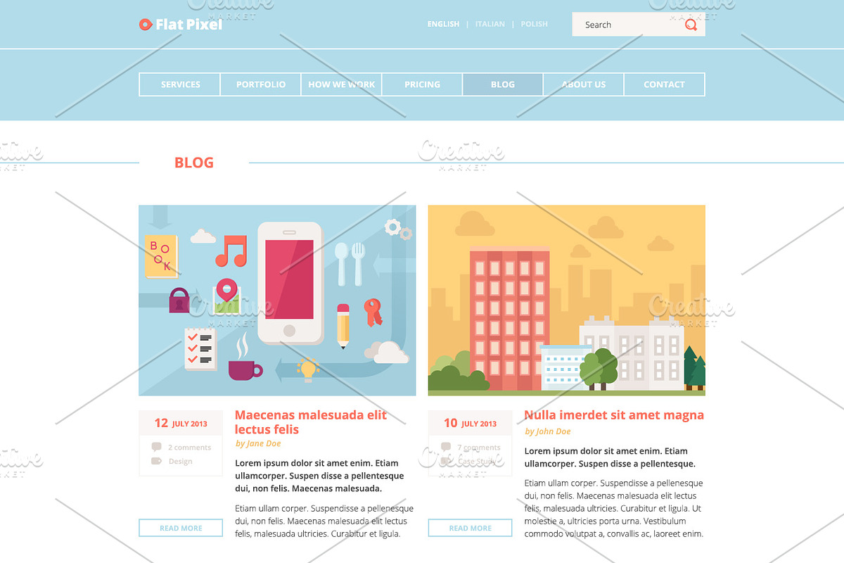 FlatPixel - Illustrated PSD Template, a Landing Page Template by Mgd.Design (Photo 3 of 5)
